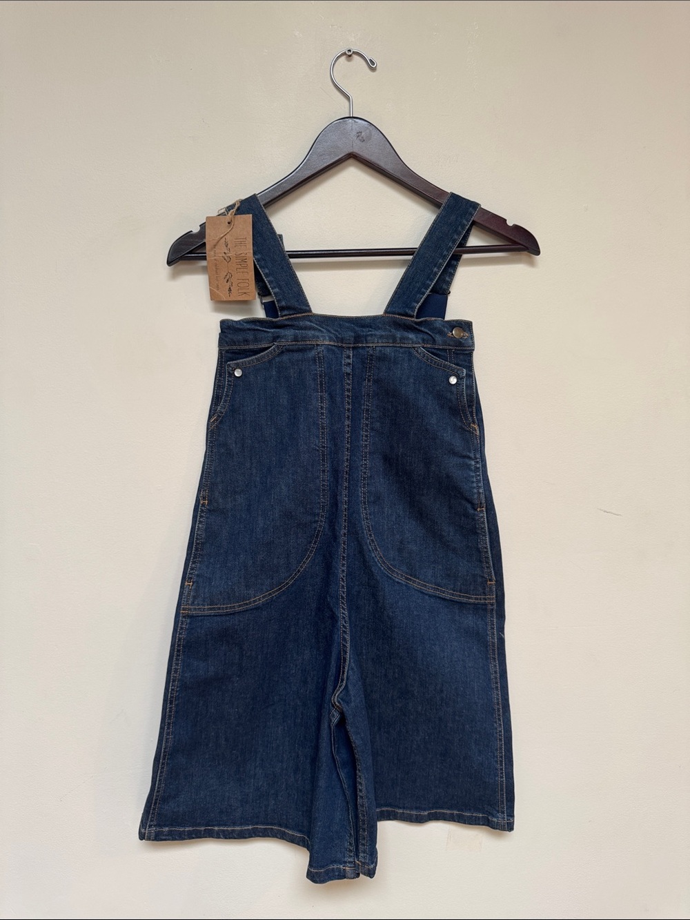 Simple Folk Organic Cotton  Denim Kids Overall Jumper Dress - Dark Blue